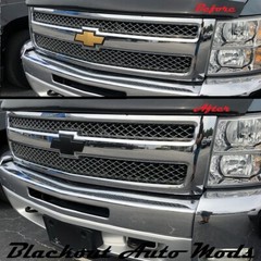 Matte Black Vinyl BowTie Grill Emblem Overlay 2007-2013 Chevrolet Silverado 1500