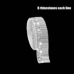 90cm Silver White Rhinestone Diamond Crystal Bling Decor Sticker Car Accessories