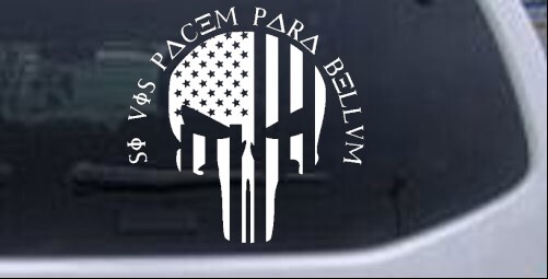 Punisher Skull American Flag Si Vis Pacem Para Bellum Car Window Decal Sticker