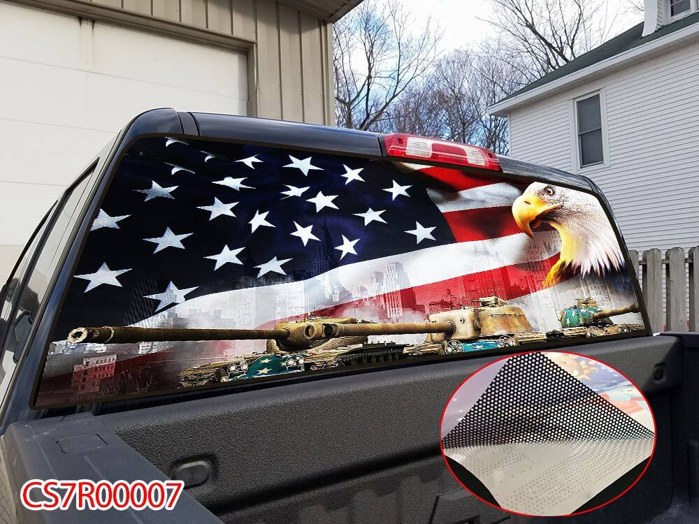 American Flag Eagle Pick Up Truck SUV Rear Back Window Graphics Decal Wrap Tint