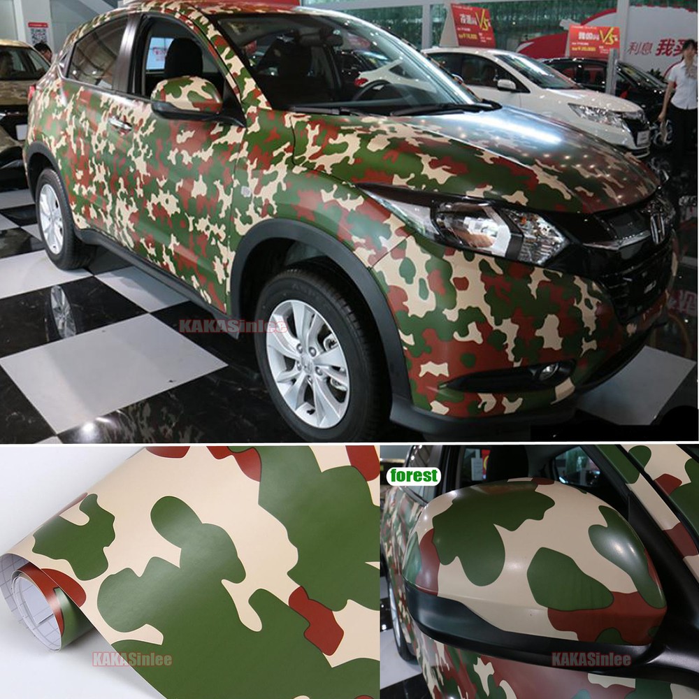 Bubble Free Camouflage Camo Car Digital Forest Vinyl Wrap Film Trim Sticker ABUS