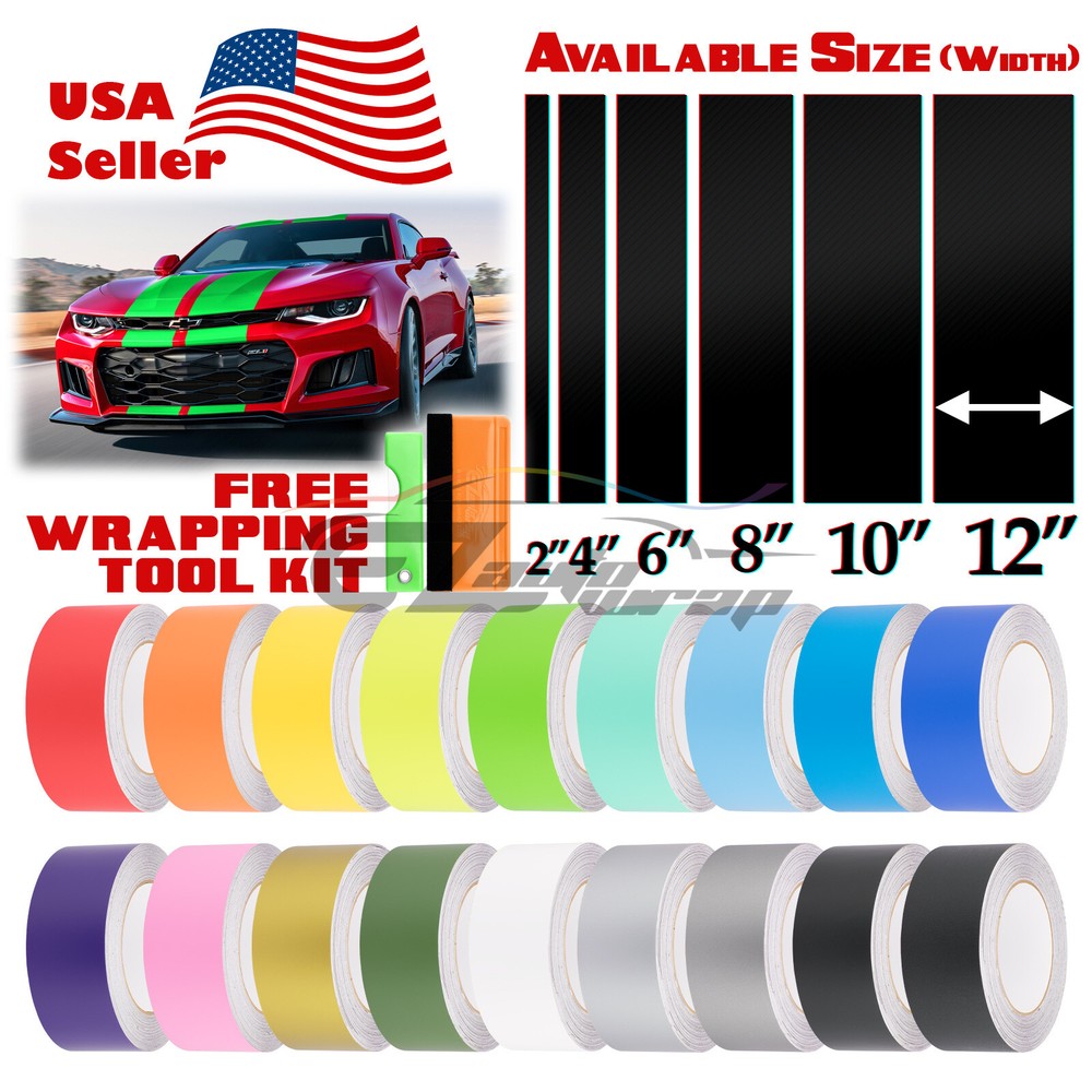 Matte Color Racing Stripes Vinyl Wrap Sticker For Chevy Camaro Stripe 25FT /50FT
