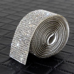 90cm Silver White Rhinestone Diamond Crystal Bling Decor Sticker Car Accessories