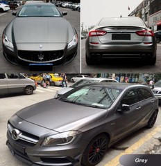 Full Roll 65FT x 5FT Car Grey Satin Matte Chrome Vinyl Vehicle Wrap Film Graphic