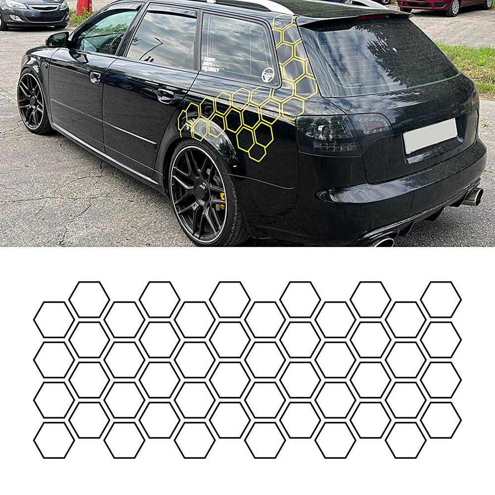 Car Body Sticker Waist Line Honeycomb Graphic Decor Hexagon Decal Accessories
