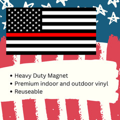 Thin Red Line American Flag Heavy Duty Magnet Black and Blue 3″x6″ Cars Trucks