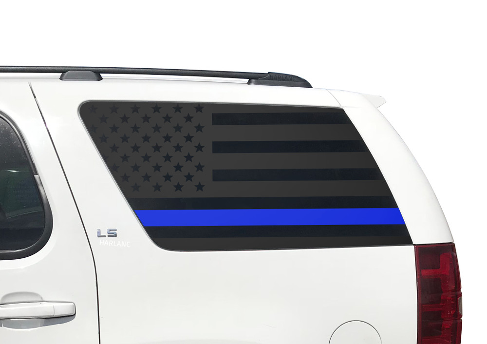 Thin Blue Line Flag Decals for Rear window 2007-2014 Chevy Tahoe GMC Yukon CT11B