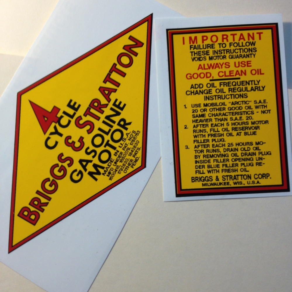 Briggs & Stratton early engine decals Y & Z Yellow diamond shape set of 2