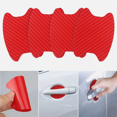 Red Carbon Fiber Car Door Handle Protector Film Anti Scratch Sticker 4PCs Set