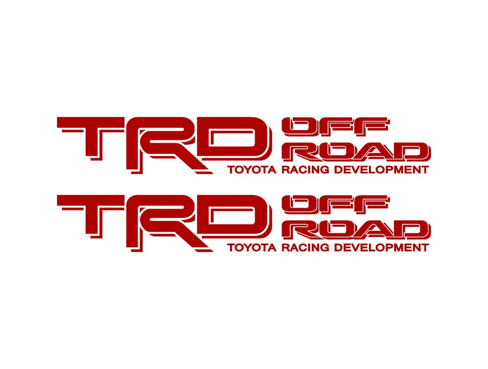 2 TRD Off Road Decals for Toyota Tacoma Tundra Bedside Vinyl Sticker Pair RED