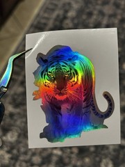 BLUE TIGER Multicolor LED Holographic Rainbow Metallic 3” Vinyl Decal Sticker