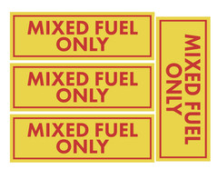 4 pack MIXED FUEL ONLY Vinyl Stickers Decals / Gas Oil 2 Stroke Can Door Labels