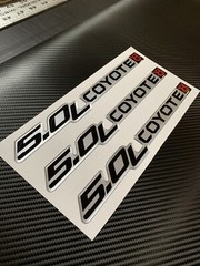 (3) Gel-coated 5.0L COYOTE V8 badge emblems Ford F-150 black/silver/red 9.5in