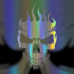 Holographic Laser SKULL GOTH SKELETON 6” Inch Vinyl Decal Sticker 1PC