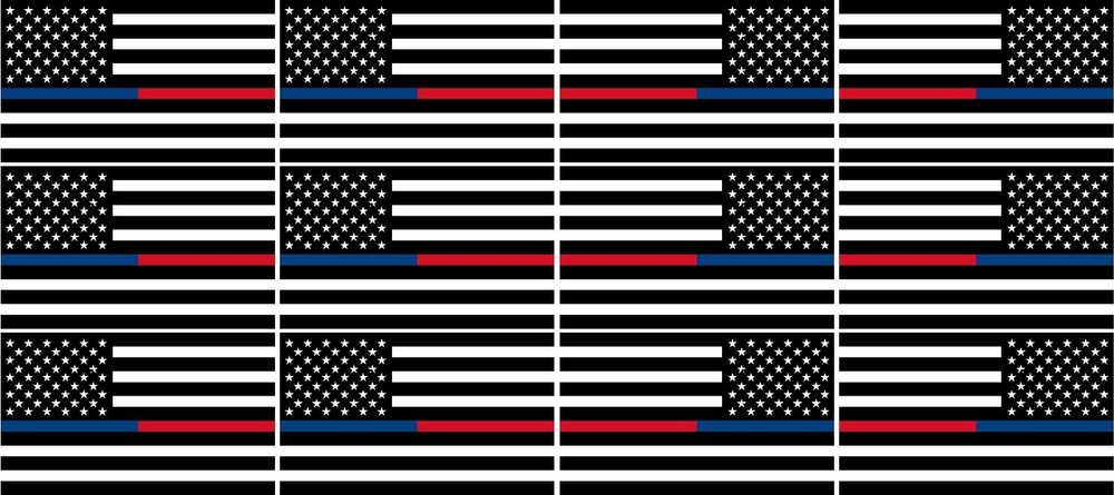 12 – 2″ Thin BLUE RED American Black White Flag Police Firefighter Sticker RL