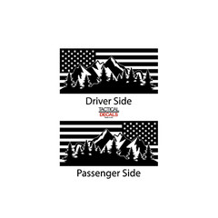 USA Flag with Mountain Scene Decals for Chevy Tahoe 3rd window 2007-2014 CT3-QR2