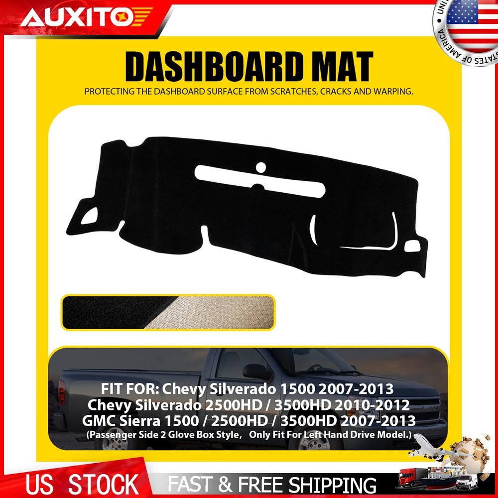 Dash Cover Mat Black Gray Fit 2007-2013 GMC Sierra 1500 2500HD 3500HD Dashboard