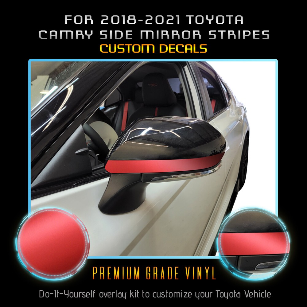 For 2018-2021 Toyota Camry Side Mirror Stripe Overlay Decal Satin Metallic Vinyl