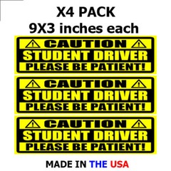 X10 PACK – 9″X3″ Student Driver Please Be Patient Car Bumper STICKER Decal – USA