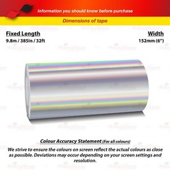 6″ Vinyl Pinstriping Pin Stripe Styling Tape Sticker 152mm HOLOGRAPHIC SILVER
