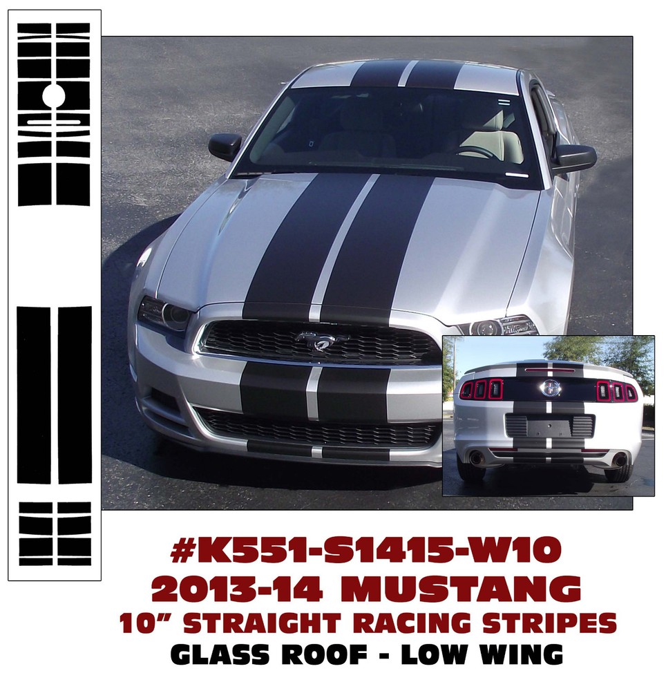 K551 2013-14 MUSTANG 10″ LEMANS STRAIGHT STRIPES – GLASS ROOF – LOW WING