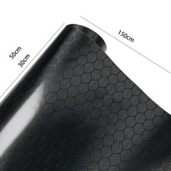 Black Honeycomb Fiber Grid Sticker Vinyl Wrap Film Decal 150cm Car Accessories