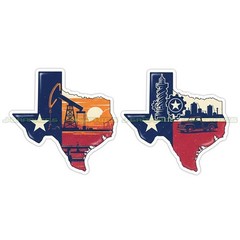 Texas sticker vinyl decal lone star state oil gas drilling 2 pack B
