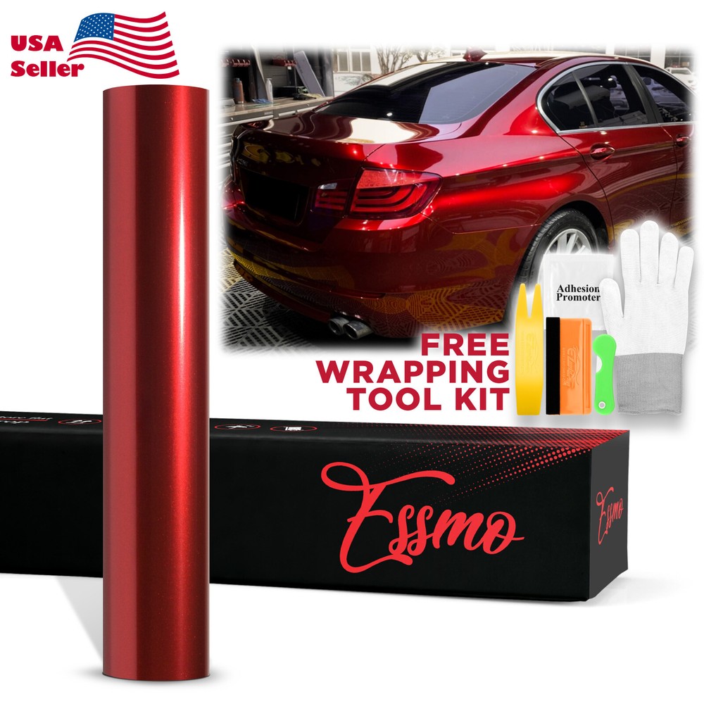 ESSMO PET Super Gloss Metallic Gem Red Car Vehicle Vinyl Wrap Decal Like Paint