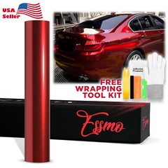 ESSMO PET Super Gloss Metallic Gem Red Car Vehicle Vinyl Wrap Decal Like Paint