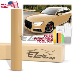 High Gloss Sand Yellow Car Vinyl Wrap Sticker Decal Sheet Film DIY Air Release