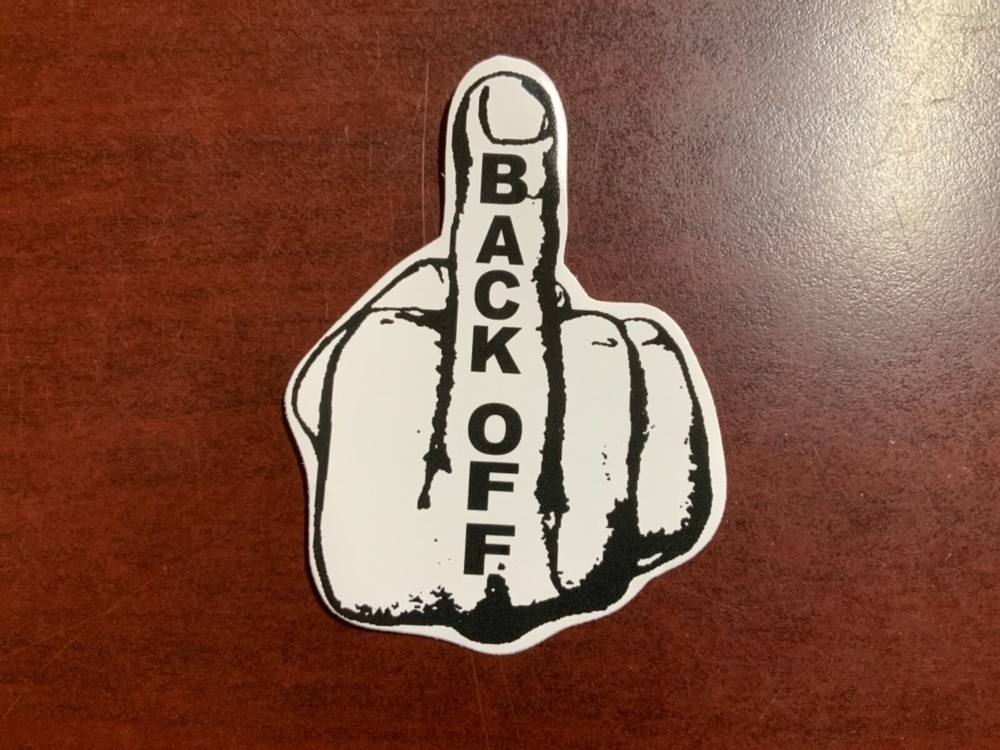Motorcycle Sticker for Helmets or toolbox #1,704 Finger Back Off