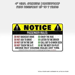 Passenger Rules 4″ | Funny Car Vehicle Passenger Rule Notice Sticker