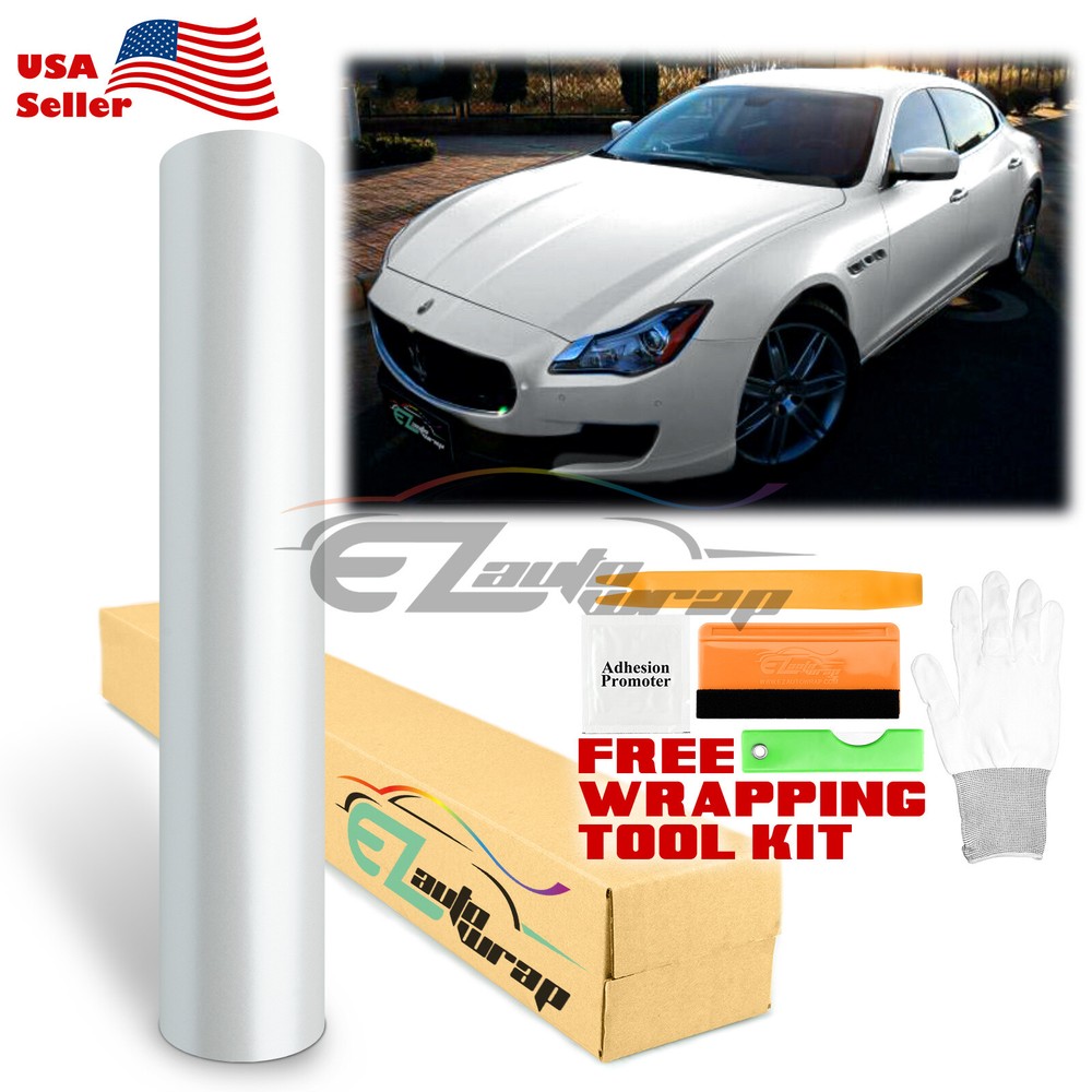 Matte Metallic Satin Pearl White Vinyl Wrap Sticker Bubble Free Film Decal DIY