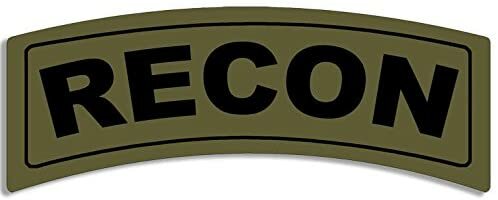 2×5 inch Green RECON Tab Shaped Sticker (Military US car laptop decal) Army Lic.