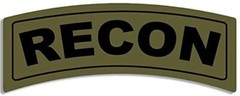 2×5 inch Green RECON Tab Shaped Sticker (Military US car laptop decal) Army Lic.