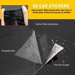 5D Carbon Fiber Black High Gloss Glossy Auto Vinyl Wrap Sticker Decal Sheet Film