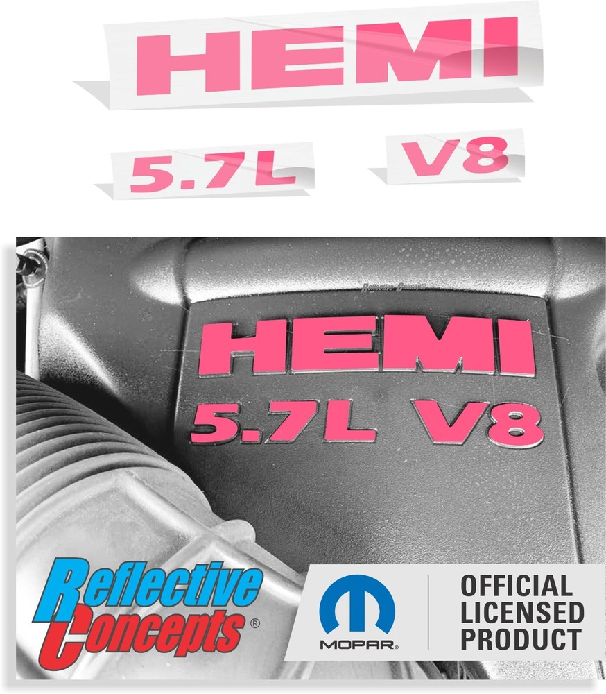 2009-2018 Ram HEMI 5.7L V8 Engine Cover Overlay Decal Stickers