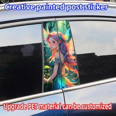 Wing Girl Anime Car B-pillar Vinyl Decals Waterproof Cover Scratches Decor
