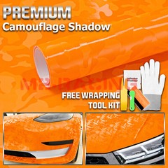 Camouflage Shadow Orange Camo Pattern Car Vinyl Wrap Decal Sticker Sheet Film
