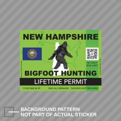New Hampshire Bigfoot Hunting Permit Sticker Decal Vinyl Sasquatch Lifetime