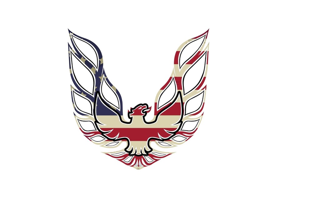 (2)X6″ Wide Firebird Fire Bird Hood Graphic Decal Stickers Pontiac Trans Am Flag