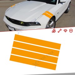 4x Sport Racing Yellow Universal Car Hood Fender Stripe Hash Mark Graphics Decal