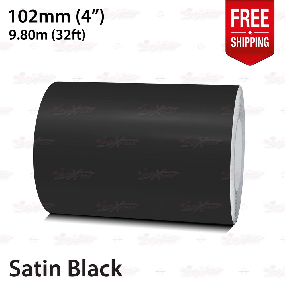 SATIN BLACK 4″ 102mm Roll PIN STRIPE Car Striping Line TAPE Decal Vinyl Sticker
