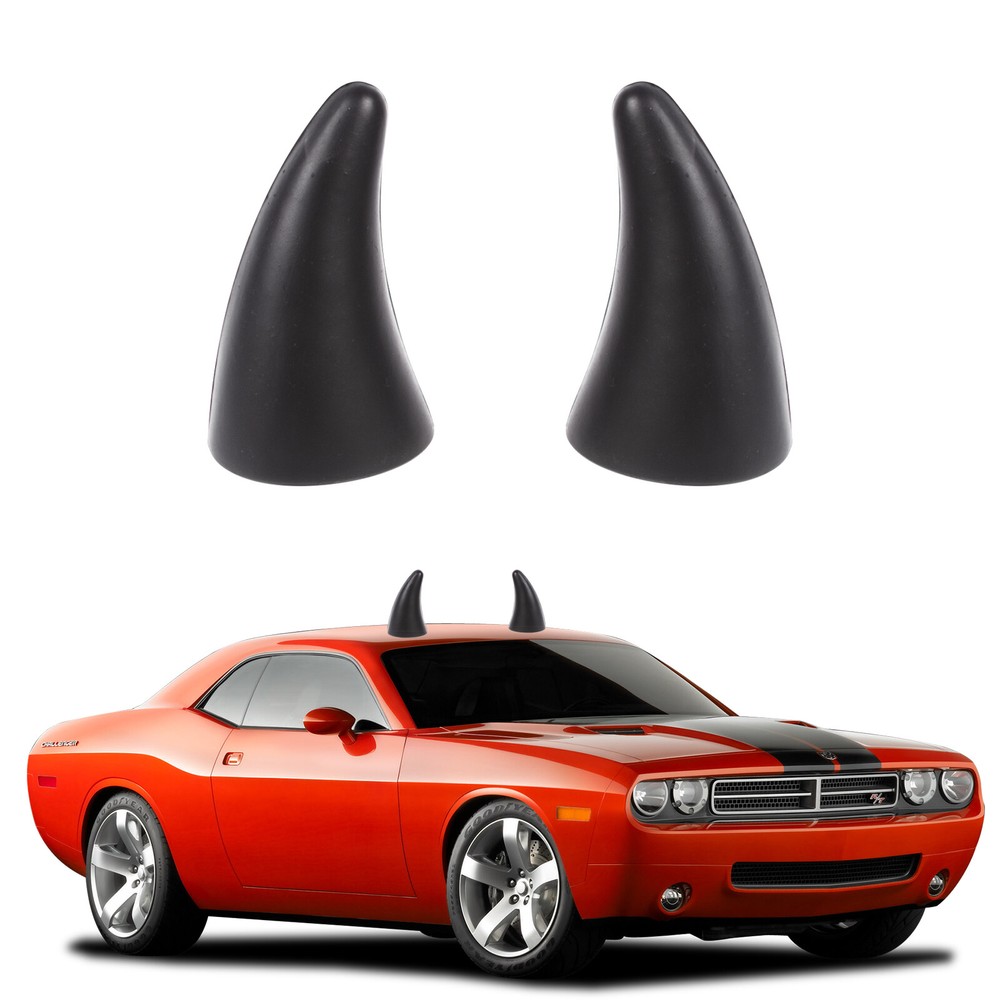 2X Black Car Roof 3D Devil Horn Sticker Decal Decor For Honda Toyota Tesla Ford