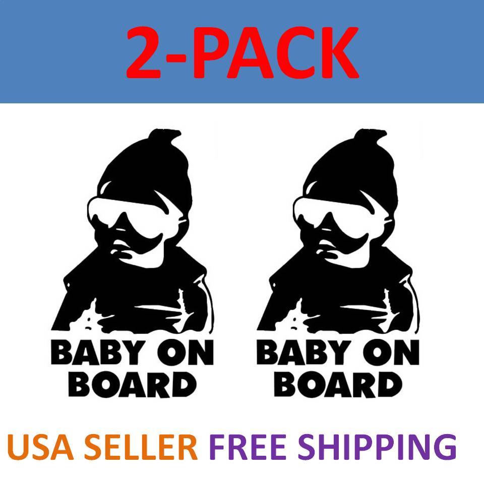 2-pack Baby On Board Carlos Funny Hangover Car Truck Window Sticker Vinyl Decal