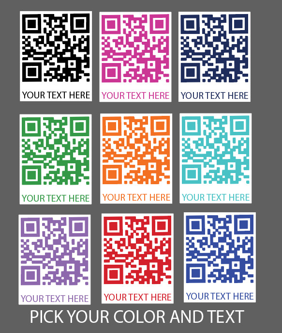 Custom QR Code And Custom Text Stickers Labels PICK YOUR COLOR AND THE TEXT