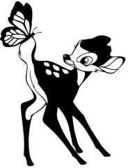 Bambi Butterfly Love Cute Animal Deer Vinyl Decal 6″ Black
