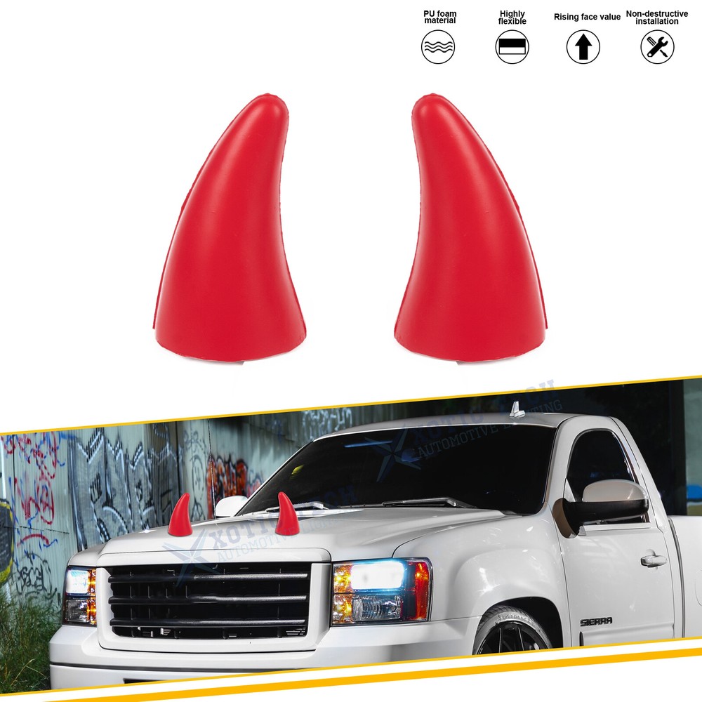Red Anti Collision Bull Horn Decal Ornament For GMC Sierra Terrain Acadia Yukon
