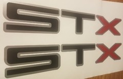 STX DECAL STICKER black matte gray red cut (set) design