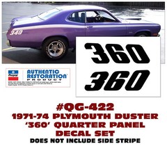 GE-QG-422 1971-74 PLYMOUTH DUSTER – 360 QUARTER PANEL DECAL SET